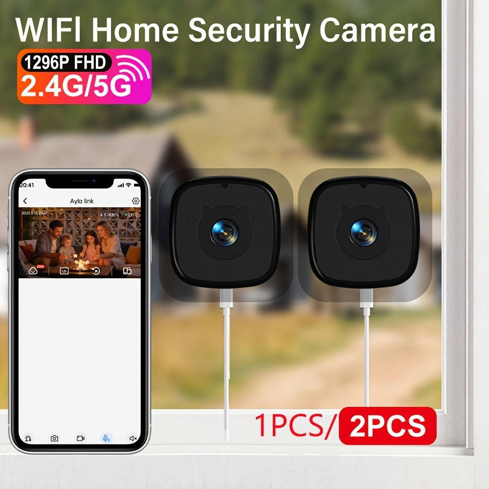 3MP FHD Window Security Camera with AI Motion Detection & Full-Color Night Vision – Dual Band 2.4G/5GHz WiFi, Wide Angle, App Control, 1/2/4 Pack for Home Office Surveillance