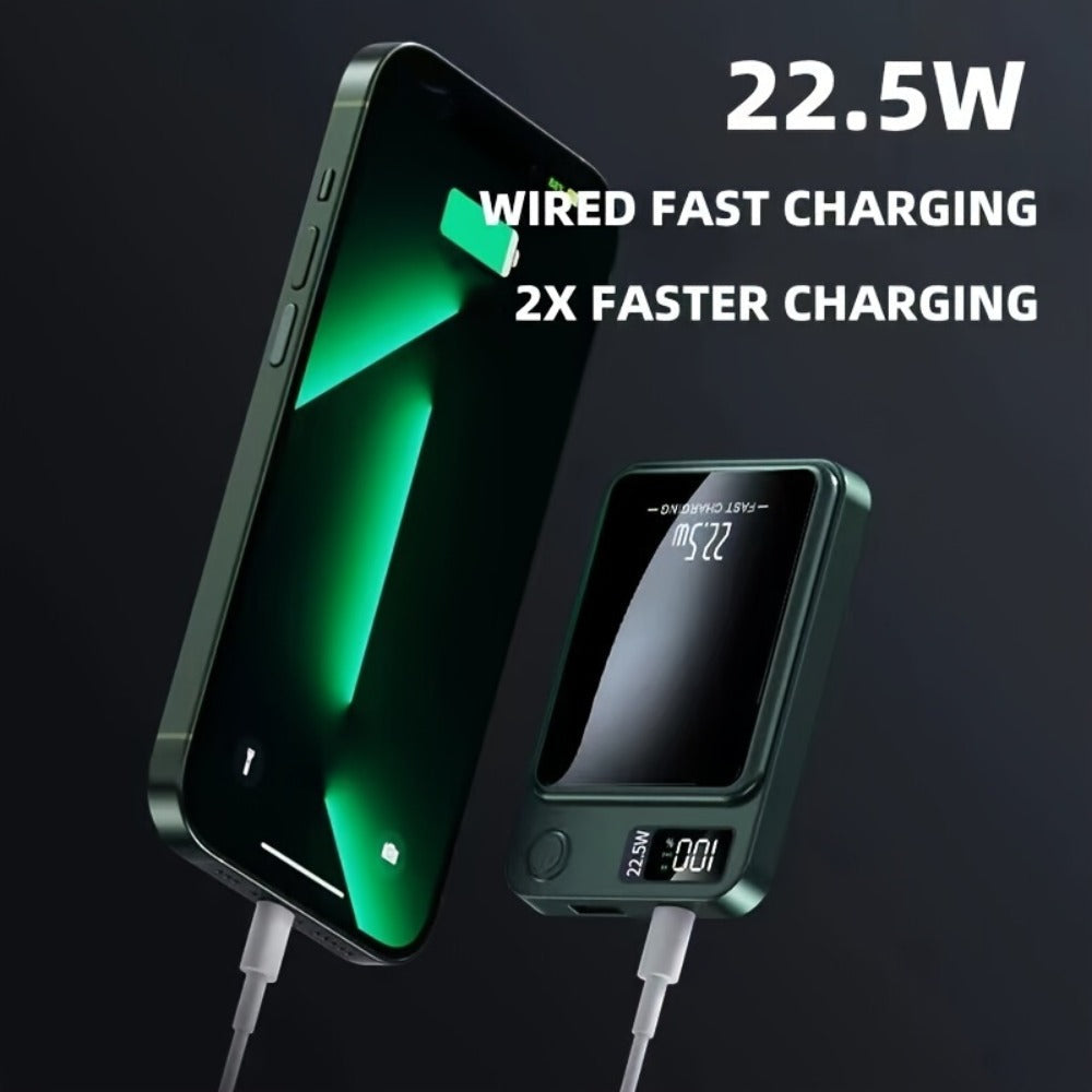 Magnetic Power Bank 10000mAh MagSafe Compatible Wireless Portable Charger PD20W 22.5W Fast Charging LED Digital Display USB-C iPhone 15 14 13 12 Android 4 Colors