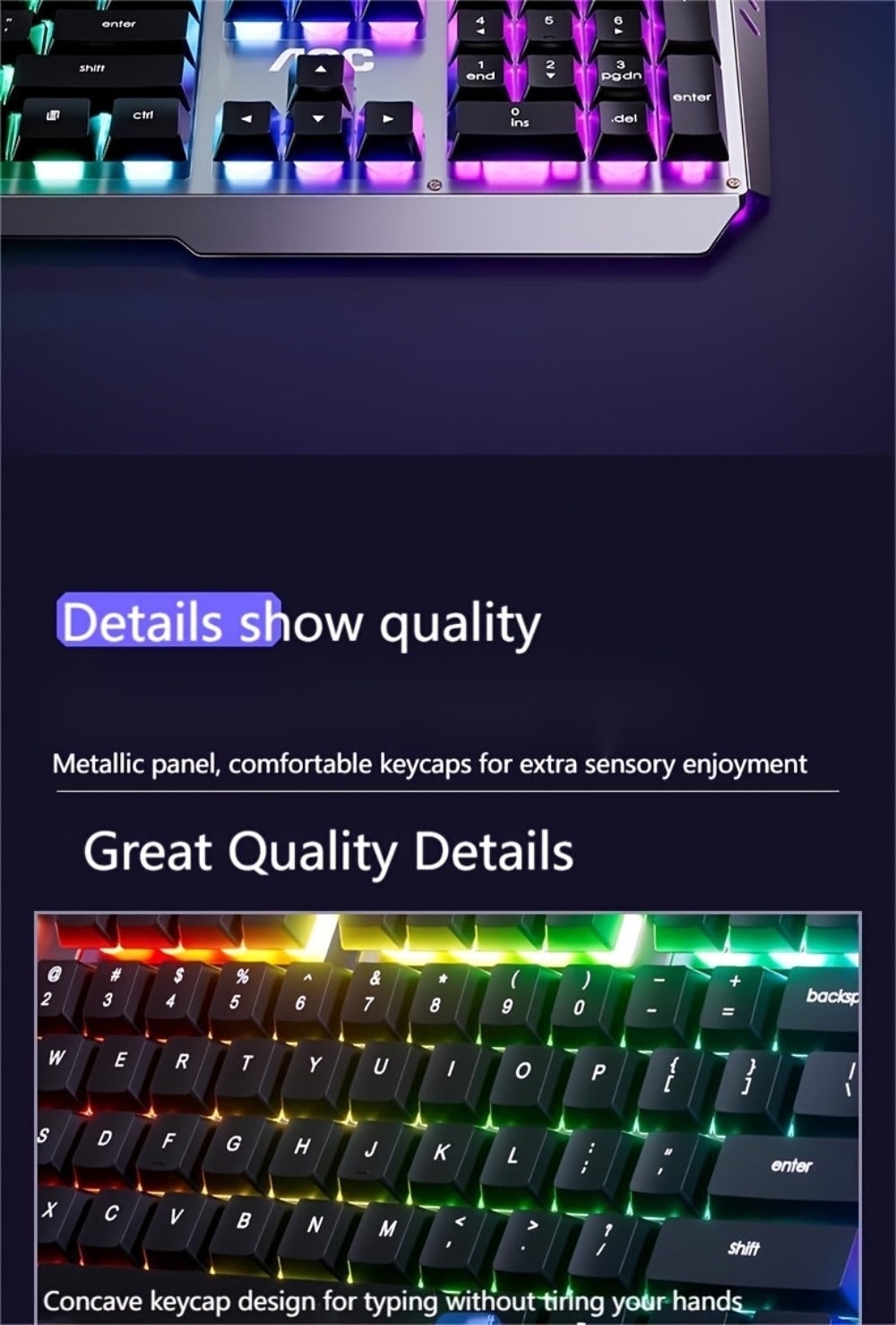 LED Backlit Wired Gaming Keyboard 104 Keys Full Size – Quiet Ergonomic Design, Adjustable Volume Knob, USB Powered, Compatible with Desktop and Laptop Computers, Office and Home Use