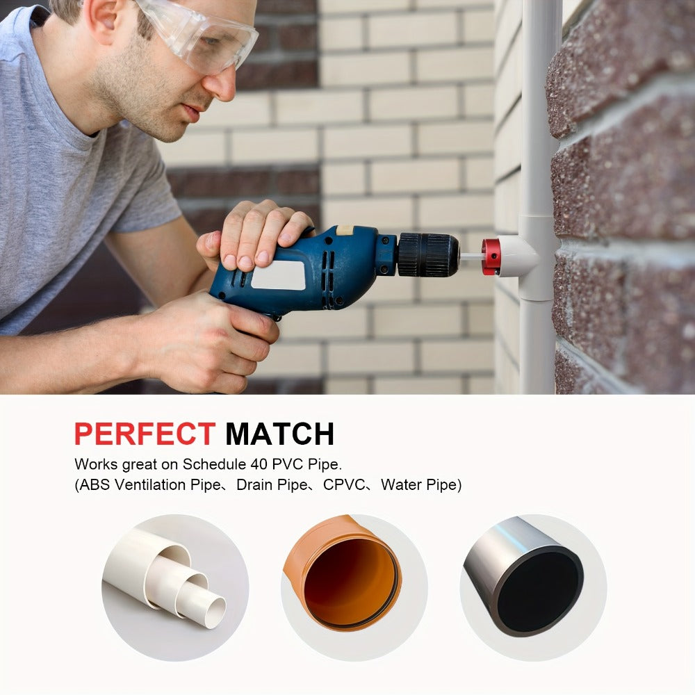 PVC Pipe Reamer Kit 8pcs - Fitting Saver for SCH 40 Plastic Pipe, Aluminum Alloy Body with 11.5" Hex Shaft, 8 Sizes 1/2" to 4", for PVC PP PE ABS Pipes, Drill Compatible, Red