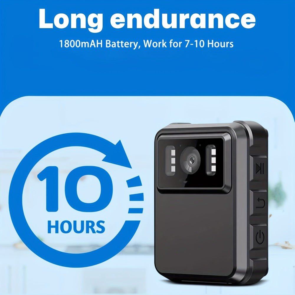 Body Camera with Night Vision & Audio Recording | 150° Wide Angle, 1800mAh Battery, HD Video, Compact Wearable Security Camera for Law Enforcement, Security Guards, Outdoor Use (No SD Card)