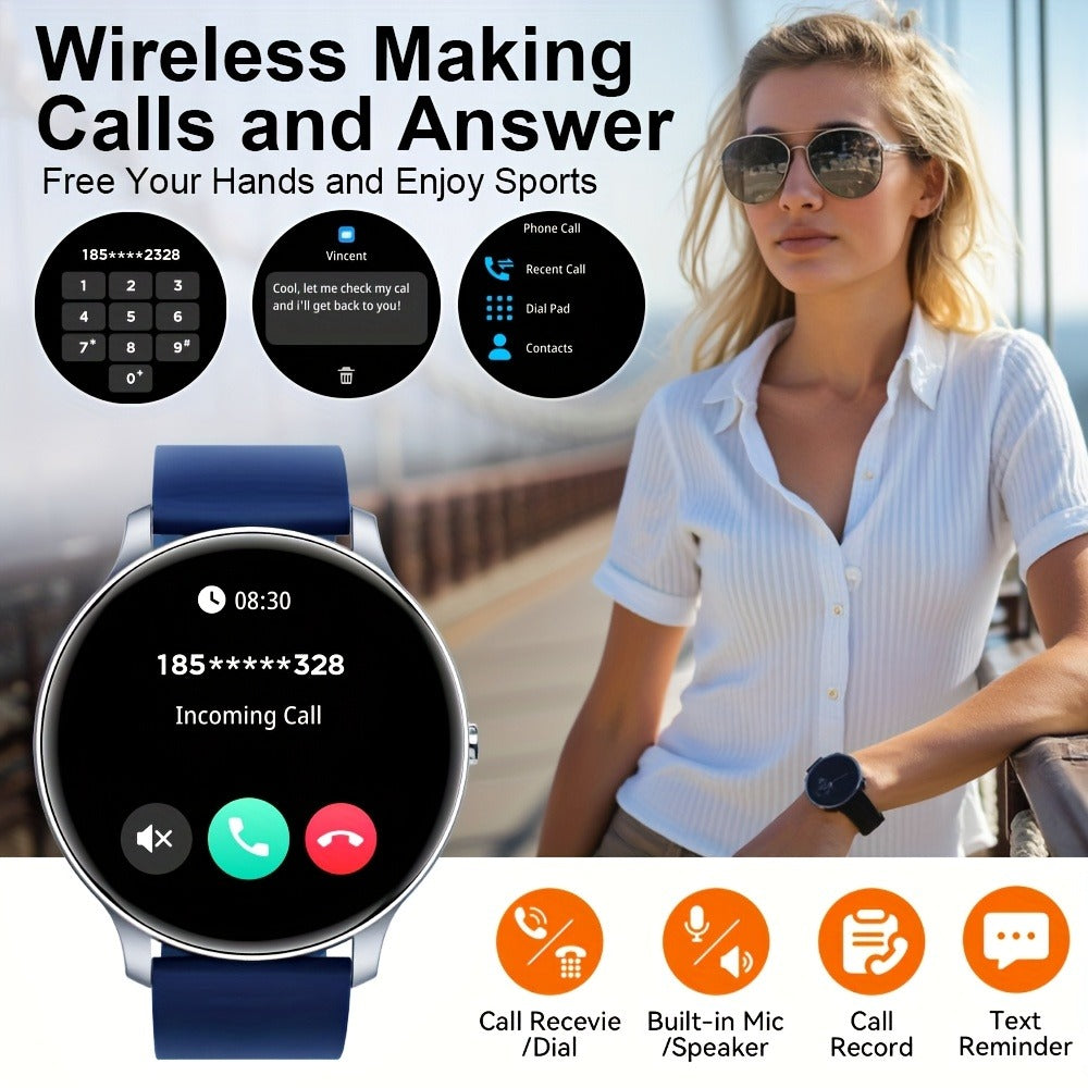 IP68 Waterproof Smartwatch 1.46" HD – 100+ Sport Modes, Wireless Calling, Music Control, Remote Camera, Sedentary Reminder – Unisex Fitness Tracker Black Silver Blue Pink