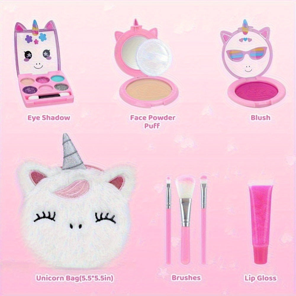 Kids Makeup Set with Crossbody Coin Purse, Washable Princess Cosmetics for Dress Up & Role Play