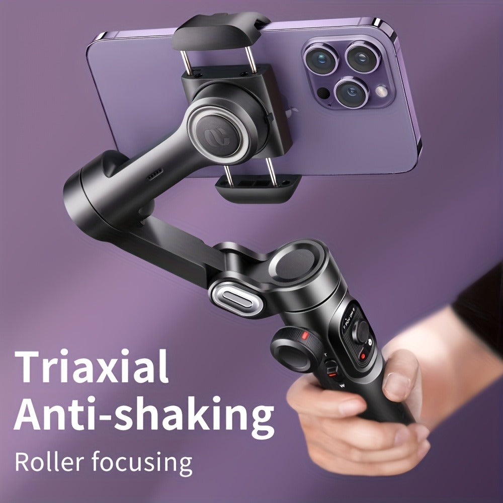 AOCHUAN Smart XE 3-Axis Phone Gimbal Stabilizer with AI Face Tracking & RGB Fill Light – Foldable Handheld Stabilizer, 360° Rotation, 2550mAh Battery, Anti-Shake for Vlogging, Live Streaming & Filming
