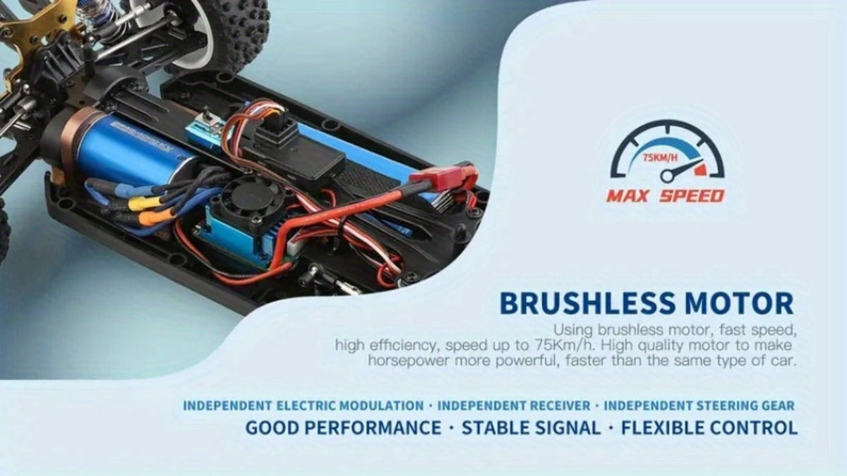 Wltoys 124017 Brushless 4WD RC Car, 75 KM/H Off-Road Drift Racer with 2 Batteries