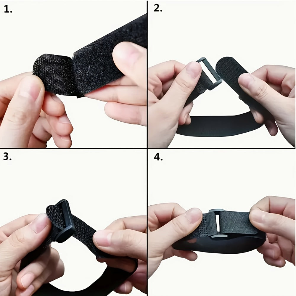 Reusable Cable Ties 50 Pack with Metal Buckles – Adjustable Fabric Wire Management Straps for Home Office Desk, USB HDMI Power Cords Organizer, Black 0.79"x7.87", Cord Bundler Tech Gift for Gamers