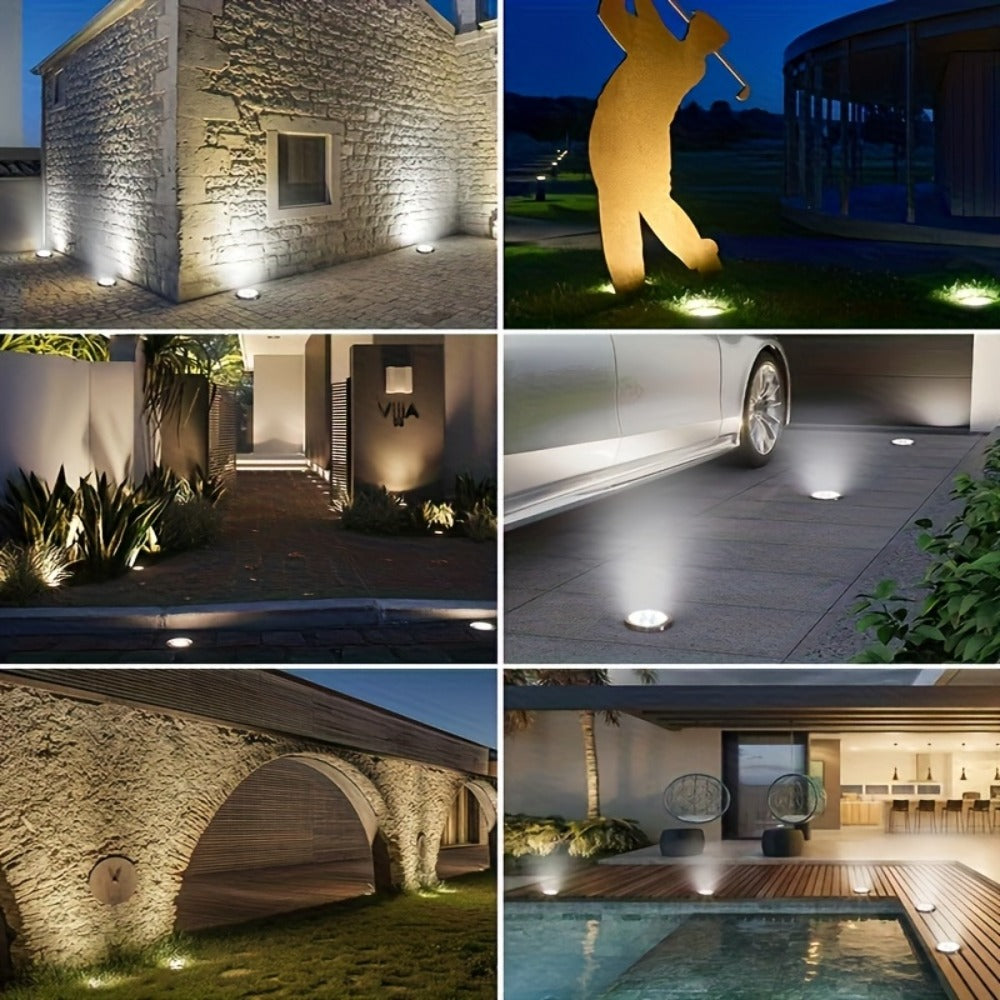 Solar Ground Lights Outdoor 8-Pack 8LED Dimmable Touch Control Waterproof Solar Garden Decorative Lights for Yard Lawn Pathway Park Vegetable Garden Landscape Lighting - Warm & Cool White