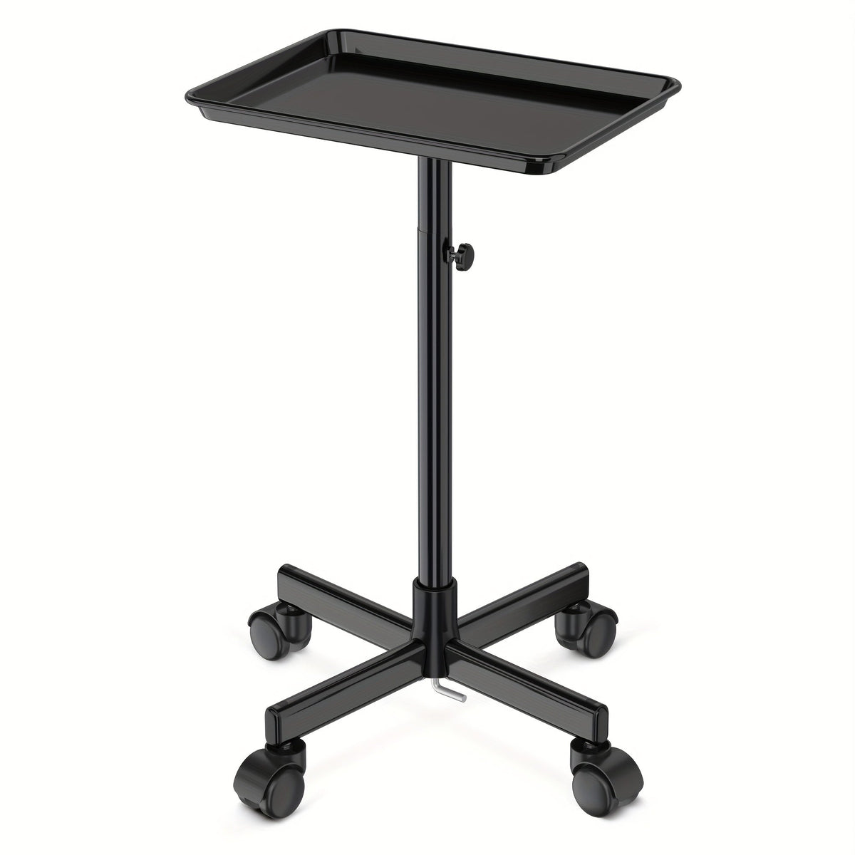 6-Color Premium Aluminum Salon Rolling Tray on Wheels — Adjustable Height Hairdresser Cart, Tattoo Tray, Spa Service Trolley for Nail Tech, Barber & Beauty Studio