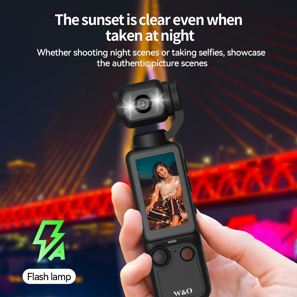 Ultra-Lightweight 4-in-1 Action Camera 1080P | 360° Rotating Lens, Image Stabilization & One-Click Recording – Compact Outdoor Cam for Cycling, Vlogging & Drone-Like Aerial Shooting Effects