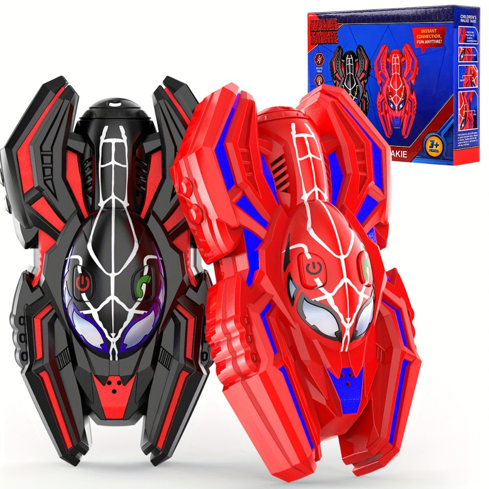 Spider Walkie Talkies for Kids, 2-Pack with Push-to-Talk and Lanyard Holes