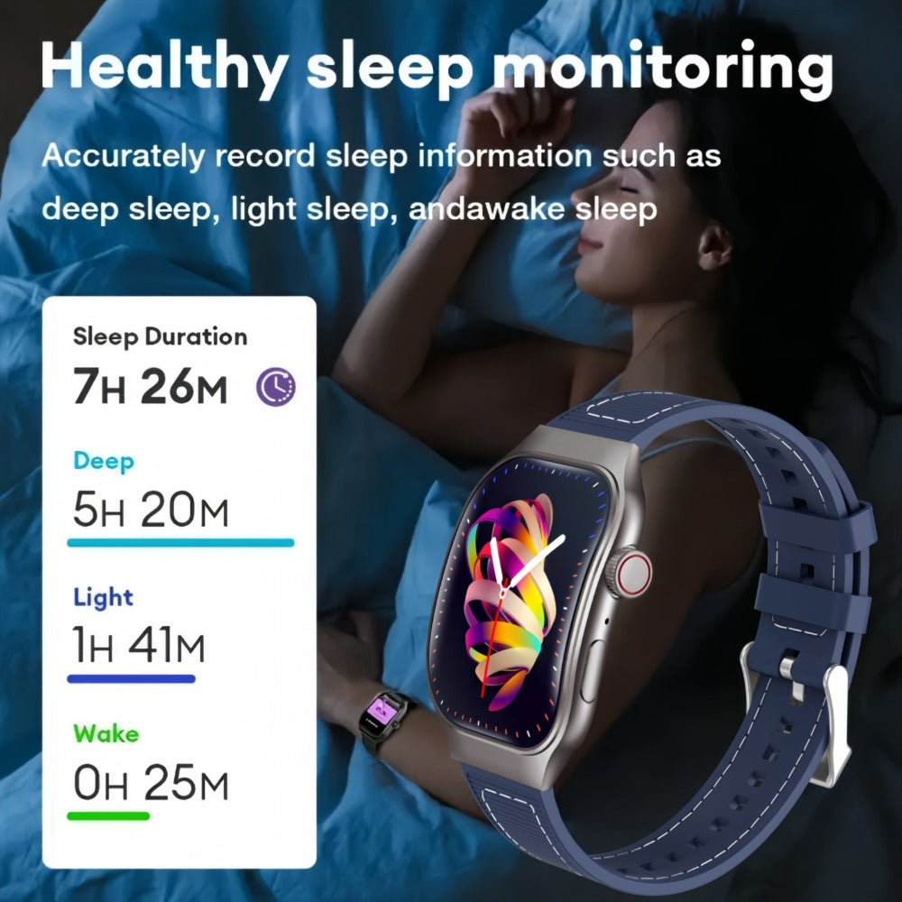 Ultra-Thin Curved Screen Smart Watch with Music Control & SMS Notifications – 2.01" Slim Lightweight Design Call Reminders Health Monitoring Compatible with Android iPhone Unisex Gift for Men Women