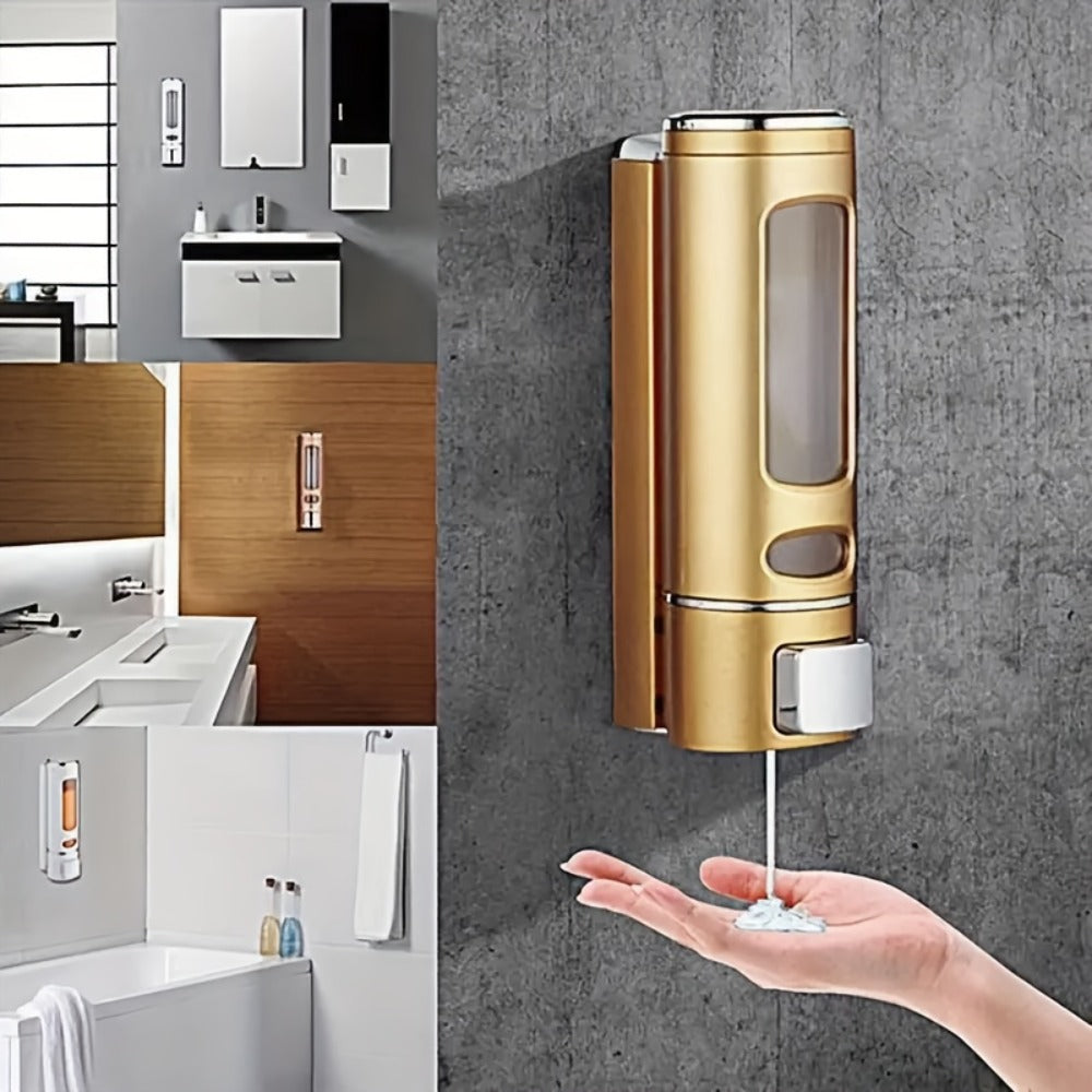Wall-Mounted Soap Dispenser 53oz Large Capacity – No-Drill Manual Press Pump for Shower Gel Shampoo Lotion Bathroom Kitchen