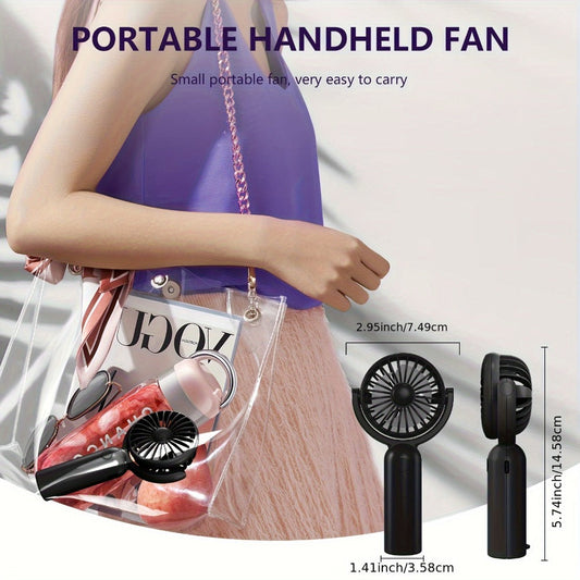 Mini Handheld Fans with USB-C Charging, 3 Speeds and 180° Adjustment, 3- or 6-Pack