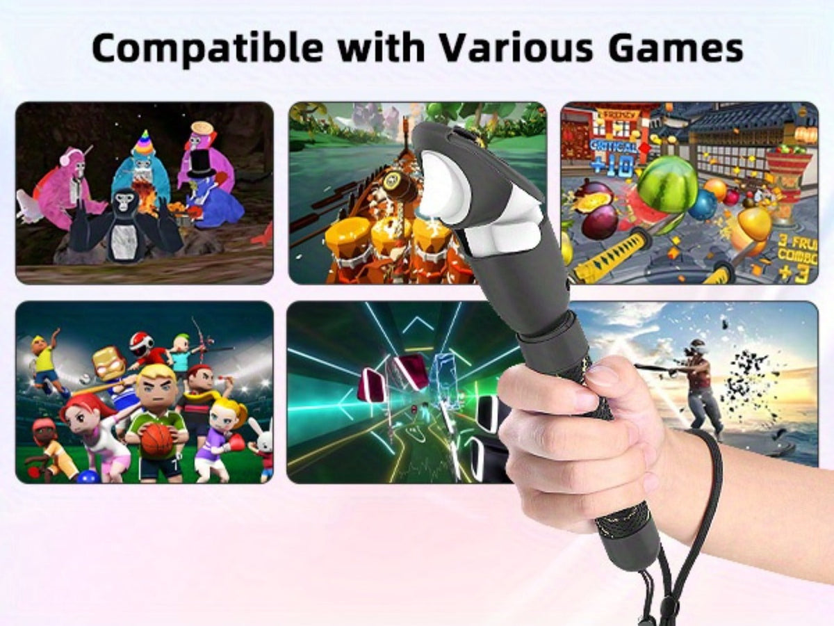 Meta Quest 3S Controller Handle Extension Grips – 3-in-1 VR Handle Attachments for Beat Saber, Golf+, Tennis & More, Anti-Slip ABS Grip with Safety Wire, Compatible with Meta Quest 3S & Quest 3