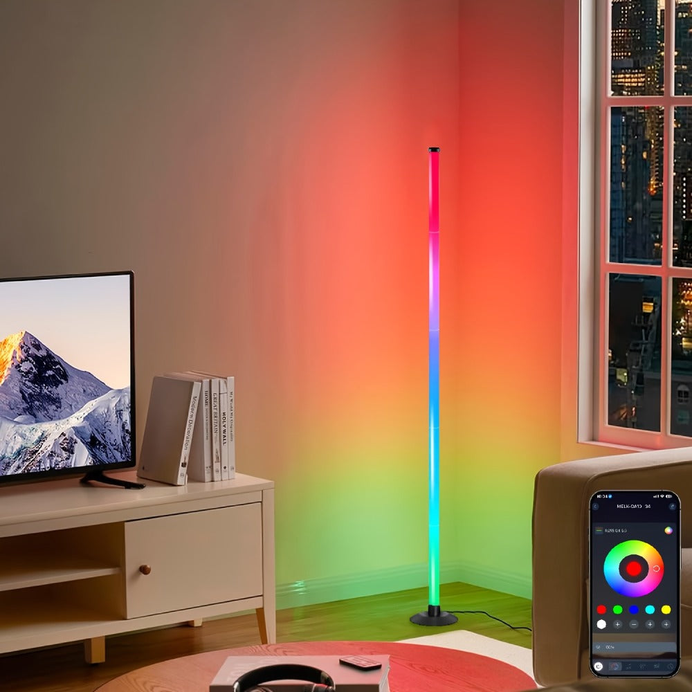 Smart LED Floor Lamp Modern Minimalist – Mood Lighting App & Remote Dual Control Backlight Ambient Light for Bedroom Office Gaming Study Room Holiday Gift 1 or 2 Pack