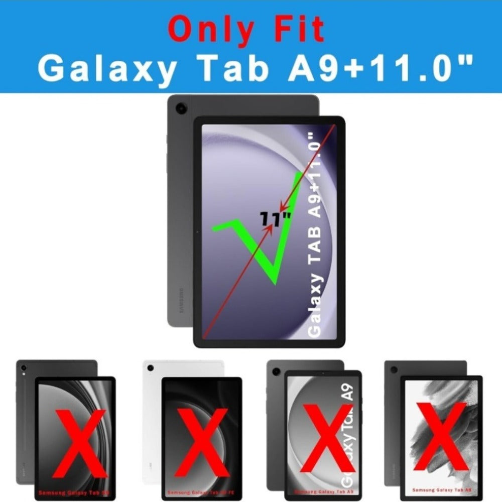 Samsung Galaxy Tab A9 Plus Keyboard Case with Detachable USB-C Touchpad – 11" Magnetic Folio Cover with Pen Slot for SM-X210 X215 X216 X218 | Black & Pink | Laptop-Style Productivity Case