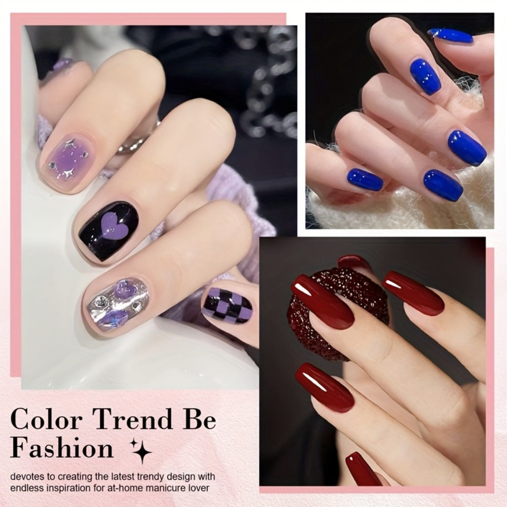 Soak-Off Gel Nail Polish Set 6pcs Hypoallergenic - Fall & Winter Glitter and Solid Colors UV LED Long-Lasting Toxin-Free DIY Nail Art Kit for Women, Home Manicure, Christmas Gift for Nail Lovers