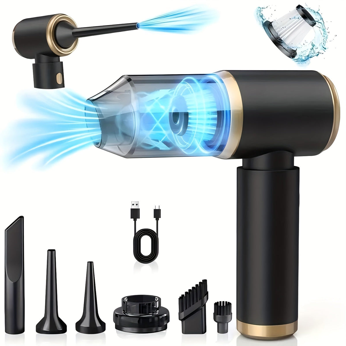 Cordless Vacuum Cleaner 6KPA Suction with Blow Air Function, Portable Handheld Car & Home Vacuum, Rechargeable Wireless Mini Vacuum with Complete Accessories for Car Interior, Dust, Keyboard