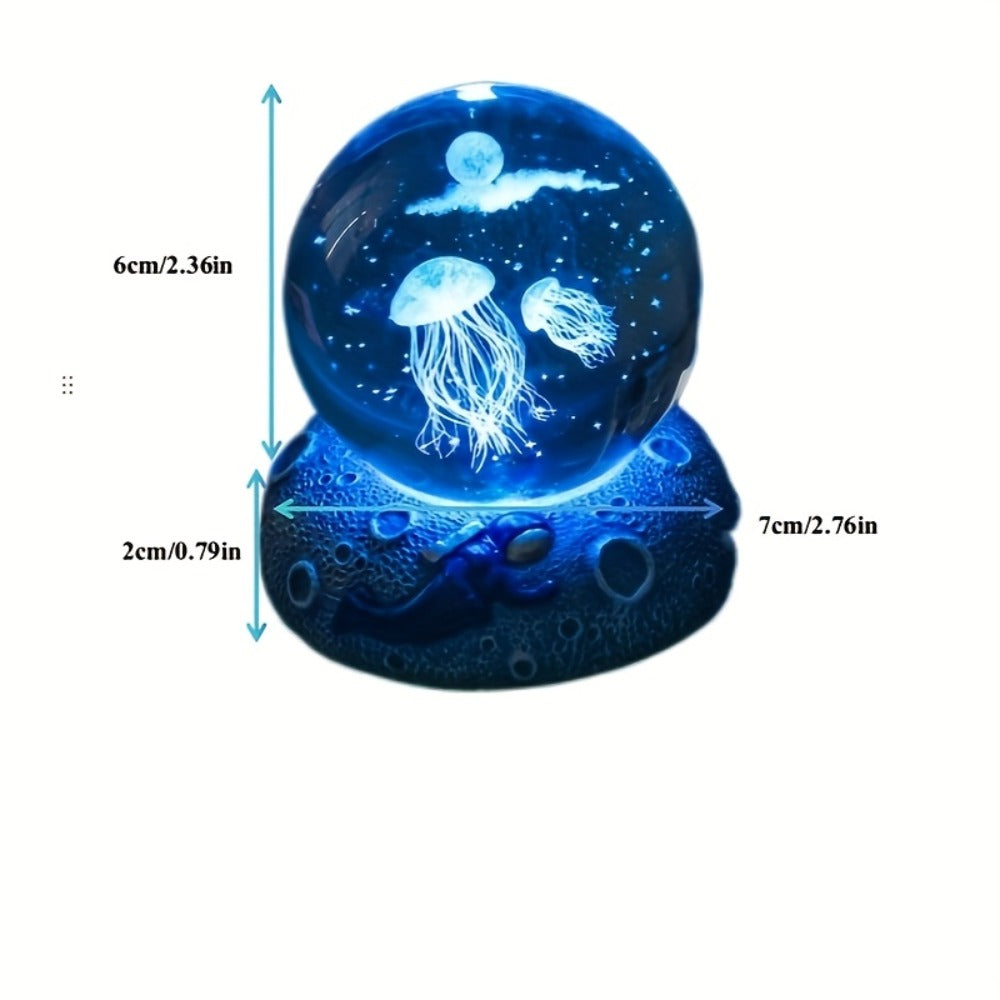 Starry Sky Crystal Ball Night Light – 3D Blue Galaxy Glass Sphere LED Desk Lamp, Creative Tabletop Decor Light for Bedroom, Unique Gift for Holiday Party Birthday (Blue Starry Sky)