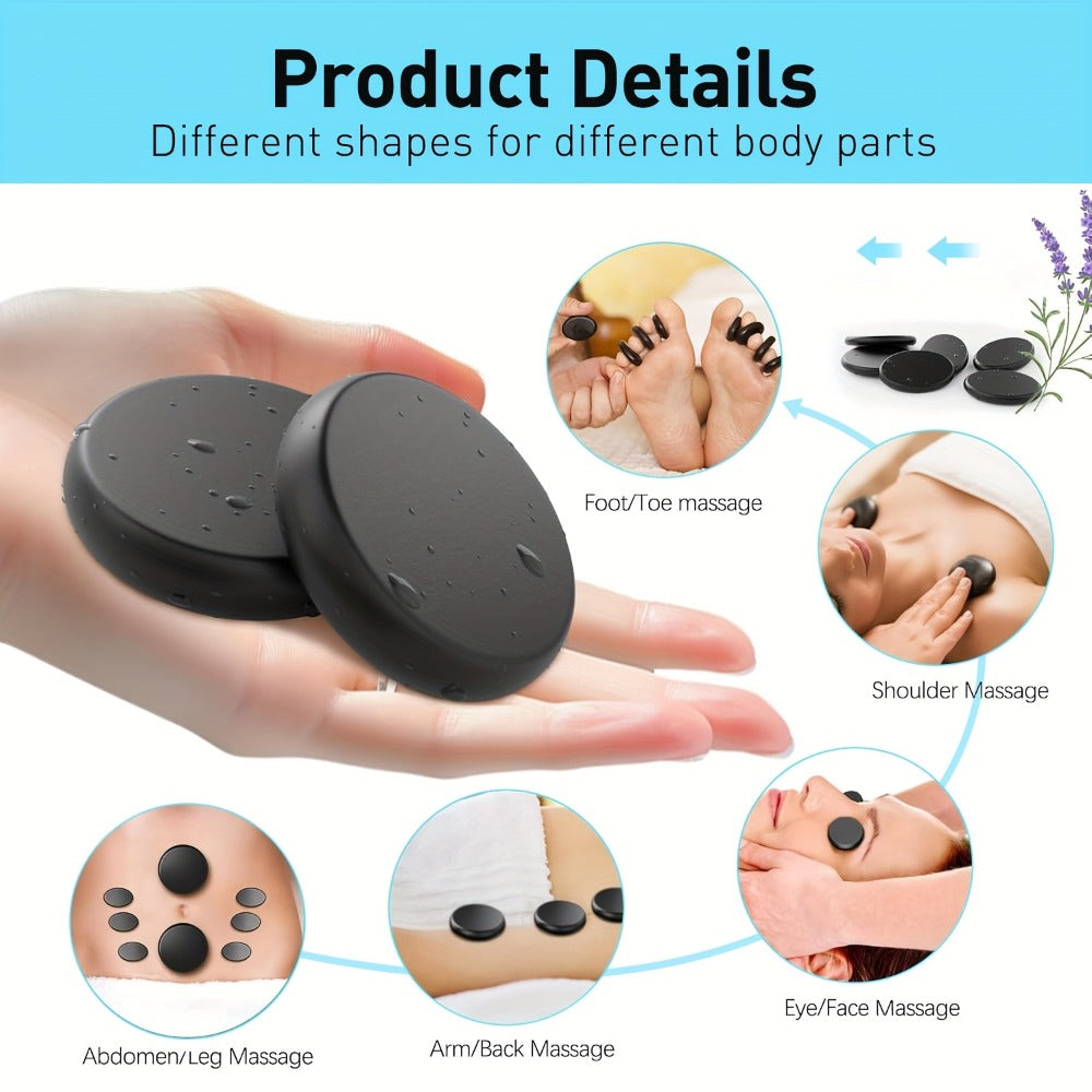 Basalt Hot Stone Massage Kit 10 Pcs with Heater Temperature Control Professional Spa Stones Set for Full Body Back Neck Legs Muscle Relief Therapy at Home or Salon