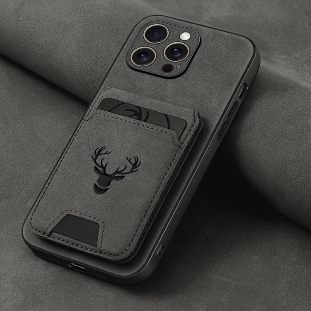 Wallet Phone Case for iPhone 16 Pro Max 16 Pro 16 Plus 16 15 14 13 12 11 Series Luxury PU Leather Flip Cover Card Holder Kickstand Magnetic Closure Moose Design – Men Women Gift