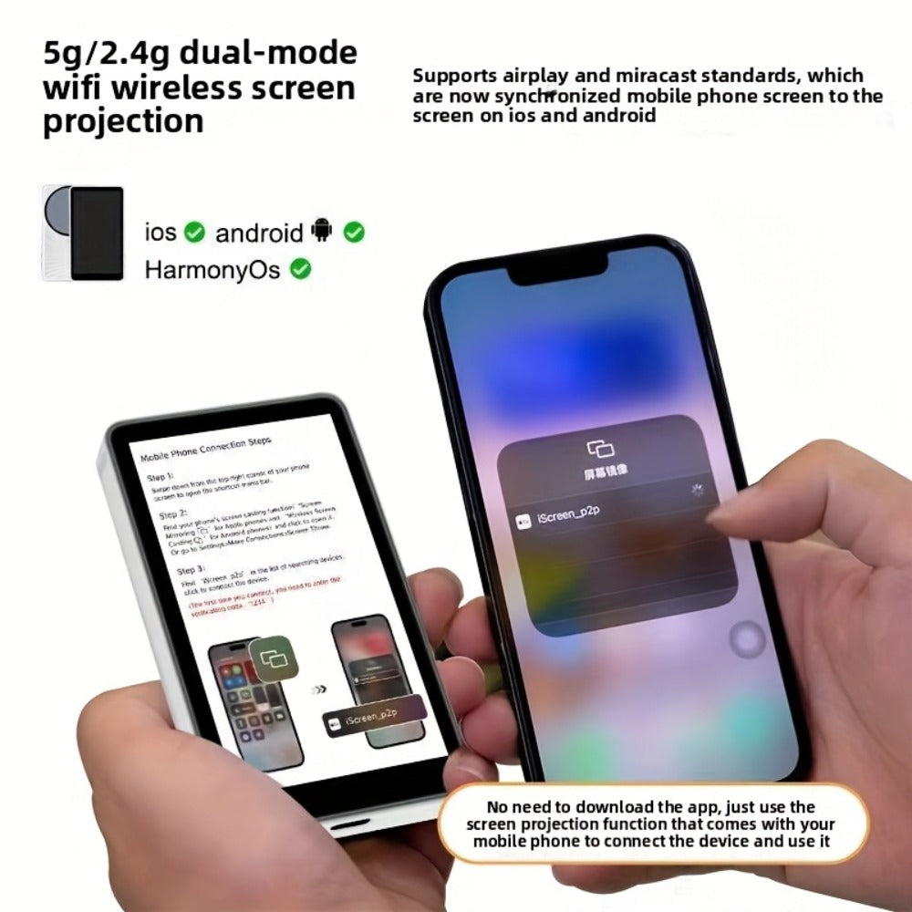 Wireless Selfie Monitor Screen for iPhone Android – 2500mAh Battery, Remote Control, 3-Level Brightness & Wide Screen Mode, Use Phone Rear Camera for Selfie Vlog No-Delay Live Streaming TikTok YouTube