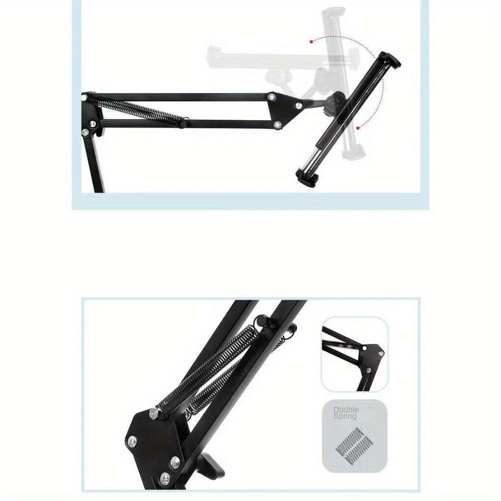 Floor Stand Phone Tablet Holder 68.9 Inch Flexible Gooseneck Lazy Bracket with 360° Rotating Head Foldable Adjustable Arm for Bed Sofa Desk Live Streaming Video Calls Hands Free Mount