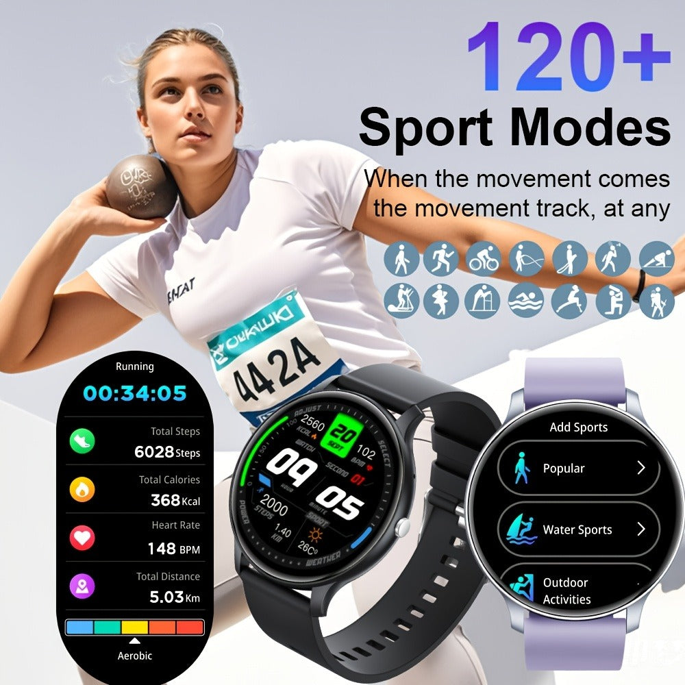 IP68 Waterproof Fitness Tracker Smartwatch, SIM-Free Wireless Calling, Music Control, Step Counter Pedometer & Distance Meter, 100+ Sport Modes, Heart Rate SpO2 Sleep Tracker, Rechargeable Battery – Android & iPhone Compatible