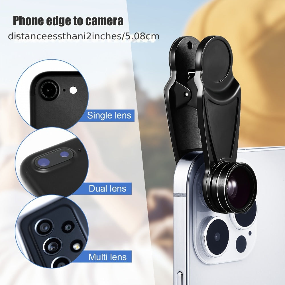 16-in-1 Phone Camera Lens Kit – Fisheye, Wide Angle, Macro, Kaleidoscope & CPL Clip-On Lenses + Selfie Light, Universal Smartphone Camera Upgrade for iPhone & Android, Travel & Content Creation