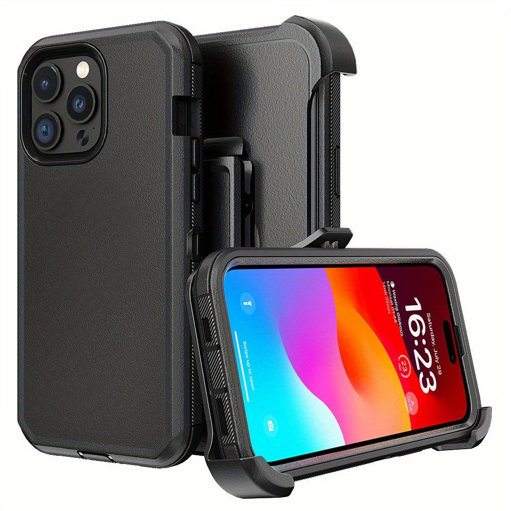 Rugged iPhone 14 Belt Clip Holster Case with Rotating Clip Heavy Duty TPU PC Dual Layer Shockproof Drop Protection Wireless Charging for iPhone 14 Pro Max 14 Plus 14 Pro 14 – 3 Colors Men Outdoor