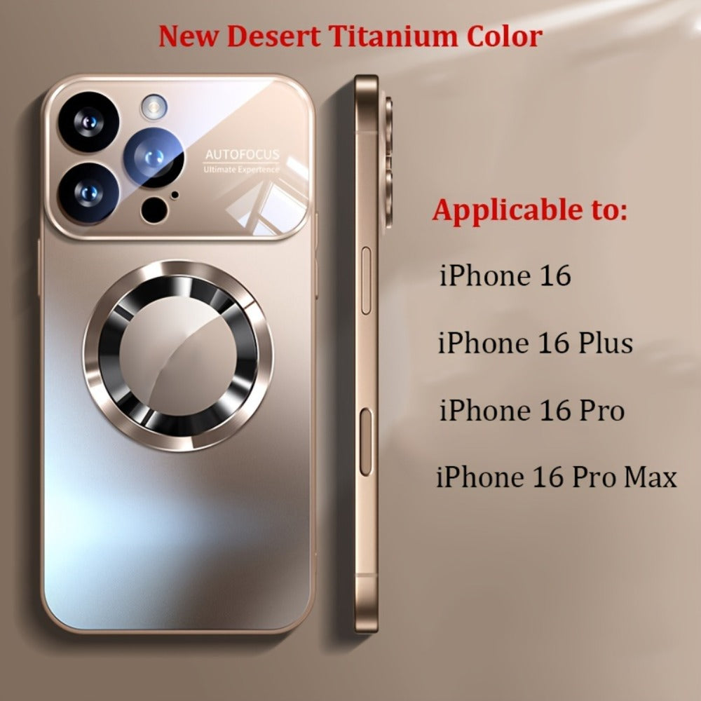 MagSafe iPhone Case Matte Titanium with Built-In Glass Lens Protector for iPhone 17 Pro Max Air 16 15 14 Series – Shockproof Luxury Magnetic Wireless Charging Cover