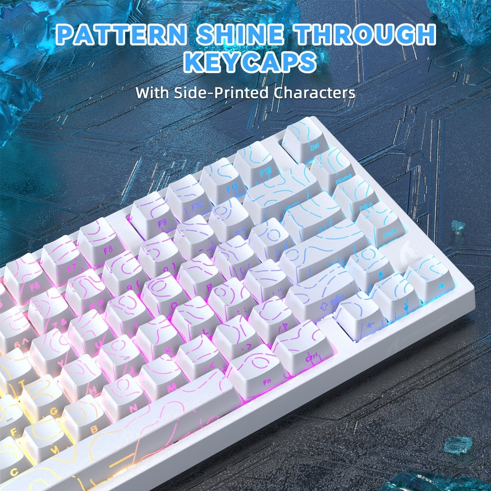Hall Effect Mechanical Gaming Keyboard Attack Shark R82HE 80% – 0.005mm Rapid Trigger, 8000Hz Polling Rate, Hot Swap, PBT Keycaps, 5-Layer Sound Isolation, RGB, DKS, Snap Tap for PC & Mac | White & Pink