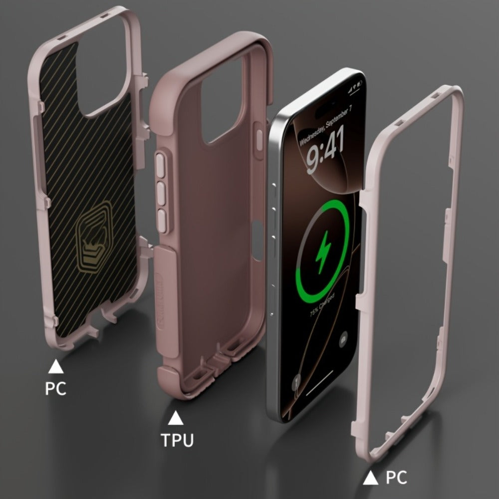 3-Layer Warrior Armor iPhone Case Full Body Shockproof Drop Protection Soft Lining Built-In Dust Plug for iPhone 17 Pro Max 17 Pro 17 Plus 17 16 Pro Max 16 Pro 16 Plus 16 15 Pro Max 15 Pro 15 Plus 15 14 Pro Max 14 Pro 14 Plus 14