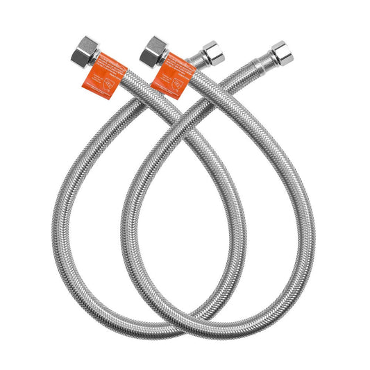 Braided Stainless Steel Faucet Supply Lines, 3/8 in Compression x 1/2 in FIP