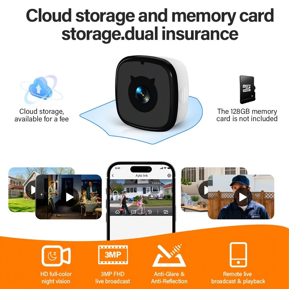 3MP FHD Window Security Camera with AI Motion Detection & Full-Color Night Vision – Dual Band 2.4G/5GHz WiFi, Wide Angle, App Control, 1/2/4 Pack for Home Office Surveillance