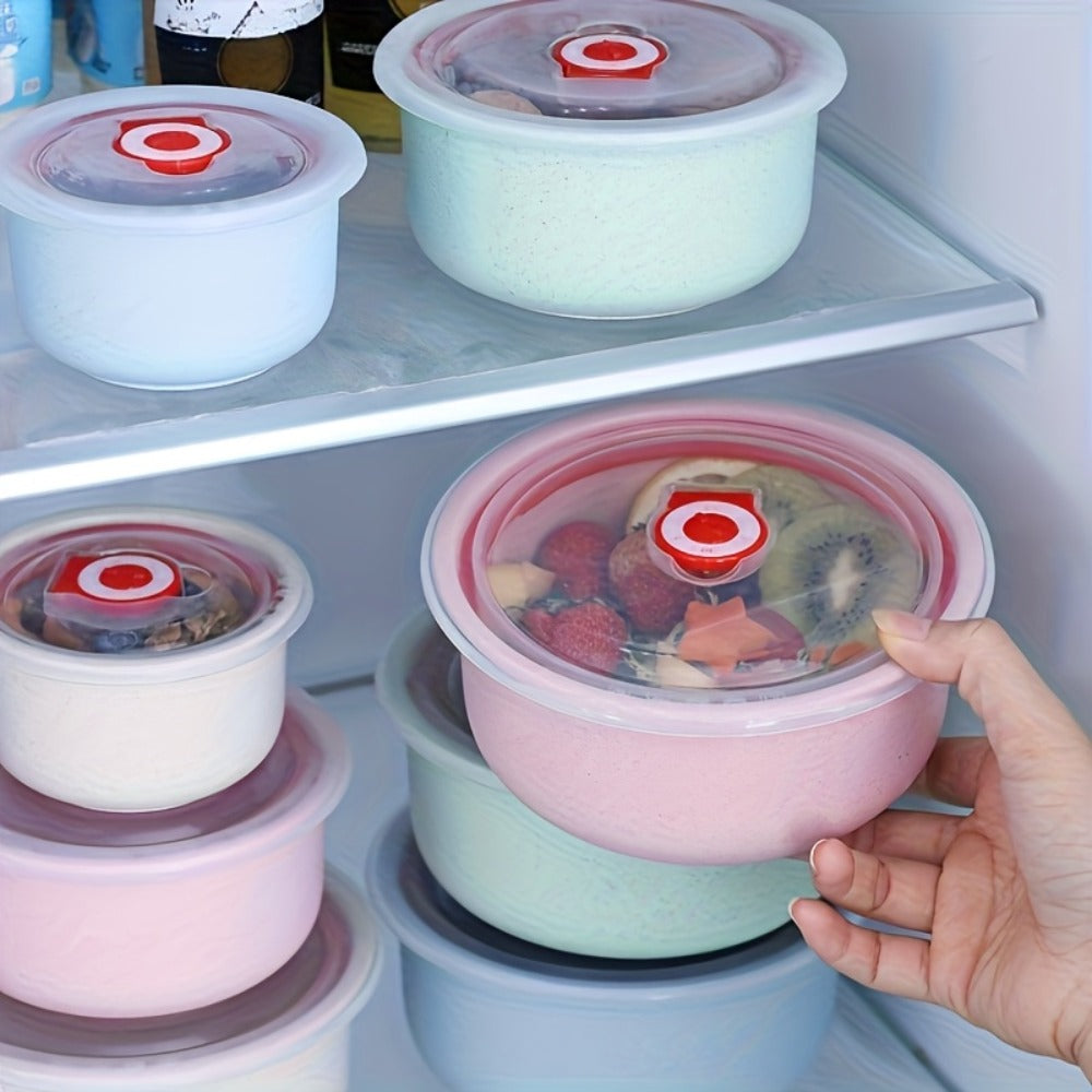 Refrigerator Storage Containers Large Capacity 3/4pcs Airtight - Keeps Fruit Vegetable Meat Egg Dumpling Fresh, Stackable Space-Saving Plastic Food Storage Boxes for Kitchen Fridge, Purple Green Blue Beige