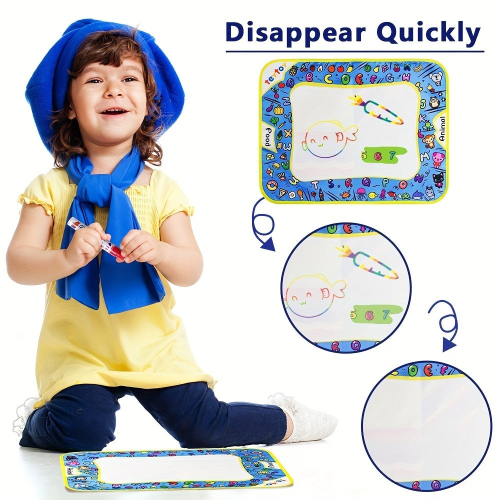 Water Doodle Mat for Toddlers Kids with 2 Water Pens – Reusable Mess-Free Large Drawing Pad Non-Toxic BPA-Free Educational Art Toy Gift for Boys Girls Ages 2-8 Birthday Christmas Easter