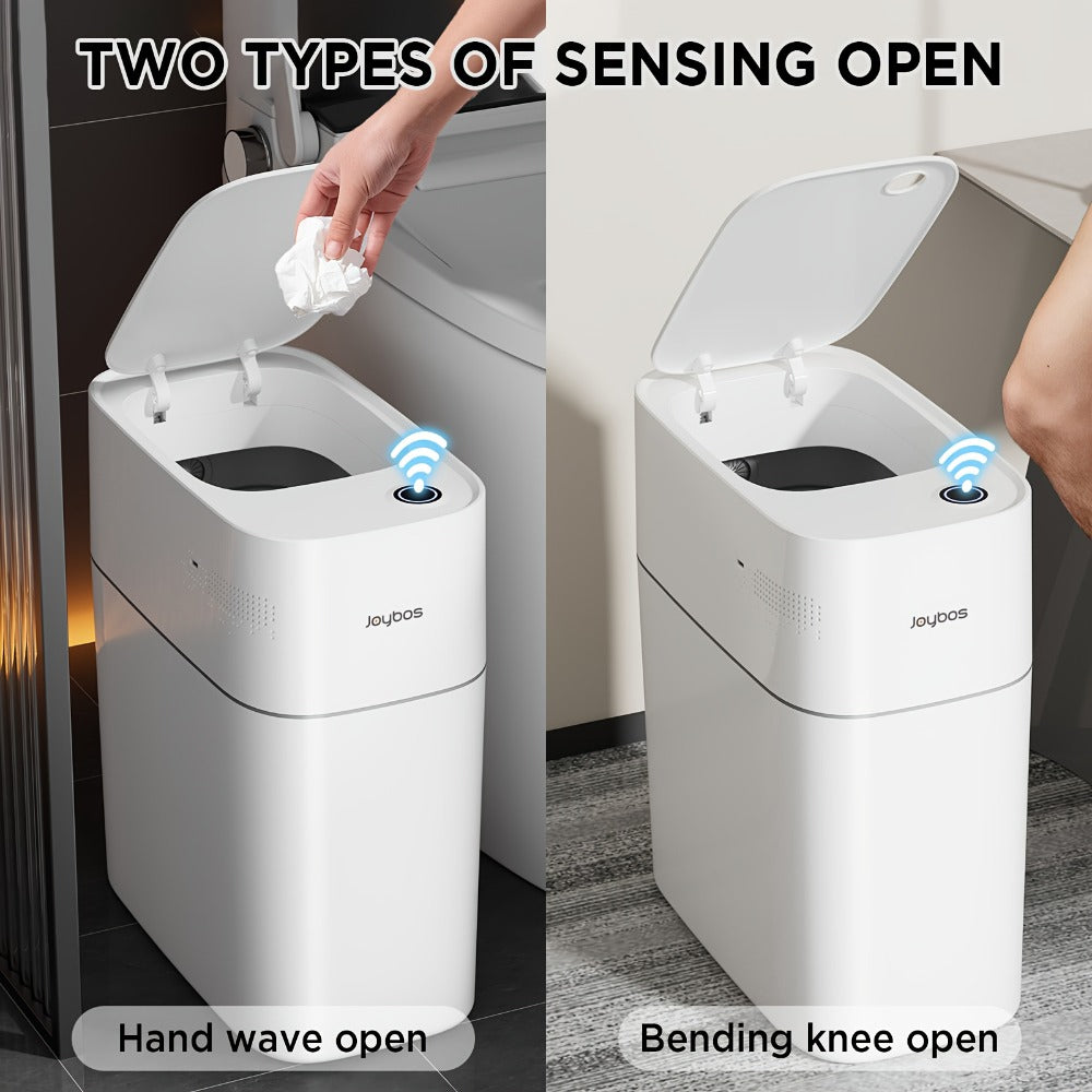 Touchless Trash Can 3.8 Gal 14L Infrared Motion Sensor – Auto-Open Lid, Wind Adsorption Auto-Expand Bag, Slim Odor-Sealing Design for Kitchen Bathroom Office Bedroom | 1PC & 2PC Bundle | White