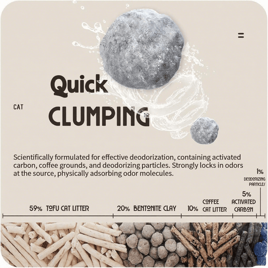 Tofu Cat Litter with Coffee Scent, Clumping Tofu & Bentonite Blend, 6 x 5.5 lb
