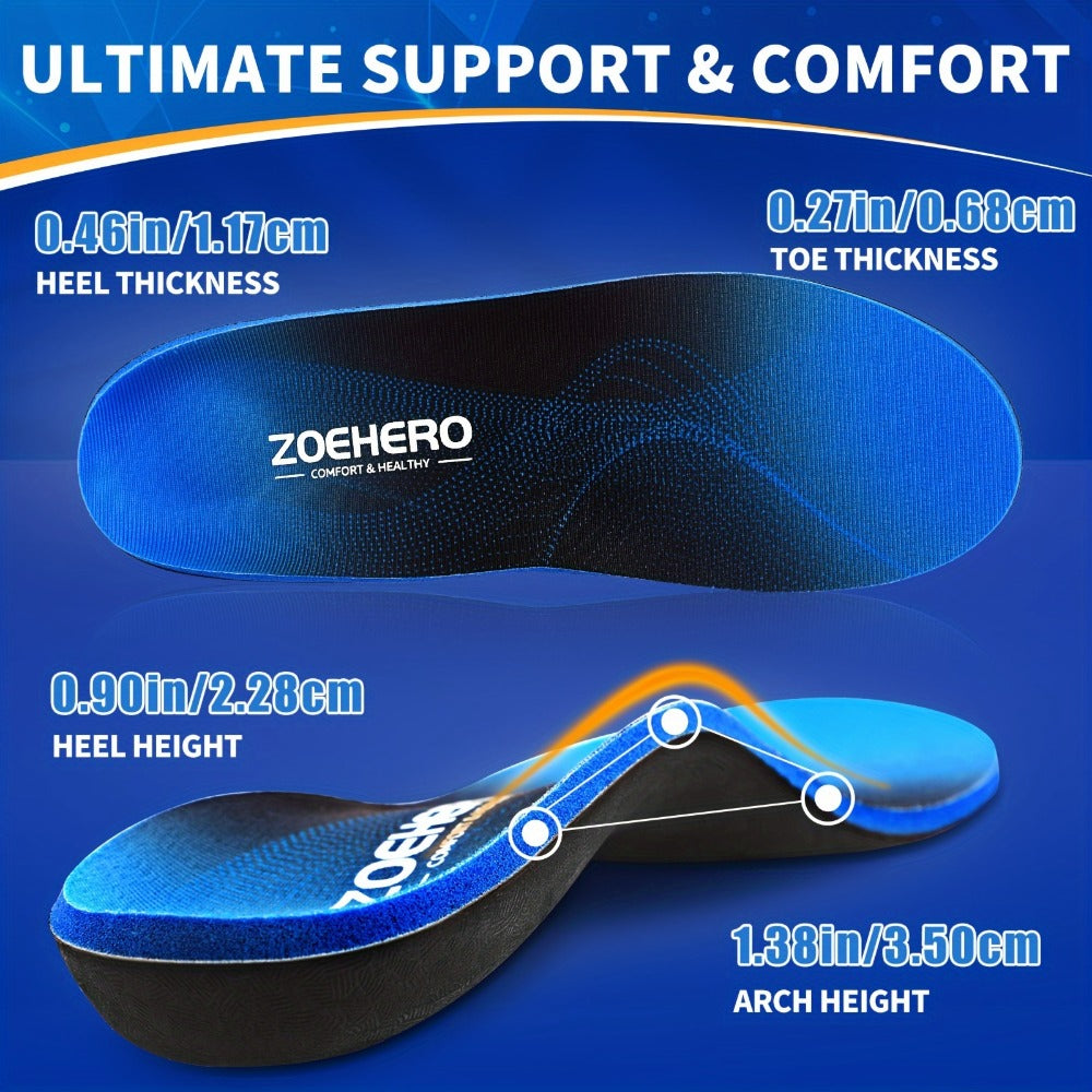 Heavy Duty Arch Support Insoles – High-Density PU Foam, Deep Heel Cup, Shock Absorbing for Work Boots, Hiking, Sports & Standing All Day | Men & Women