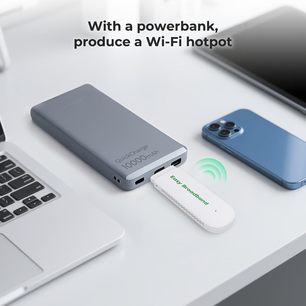 EIOTCLUB 4G LTE USB WiFi Dongle Portable Hotspot - Pre-Installed SIM & 1GB Trial Data, 150Mbps, Supports 10 Devices, No Contract, Plug and Play, US Network for Travel Remote Work Camping
