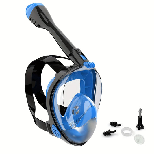 Full Face Snorkel Mask with Panoramic View, Dry Top and Removable Camera Mount