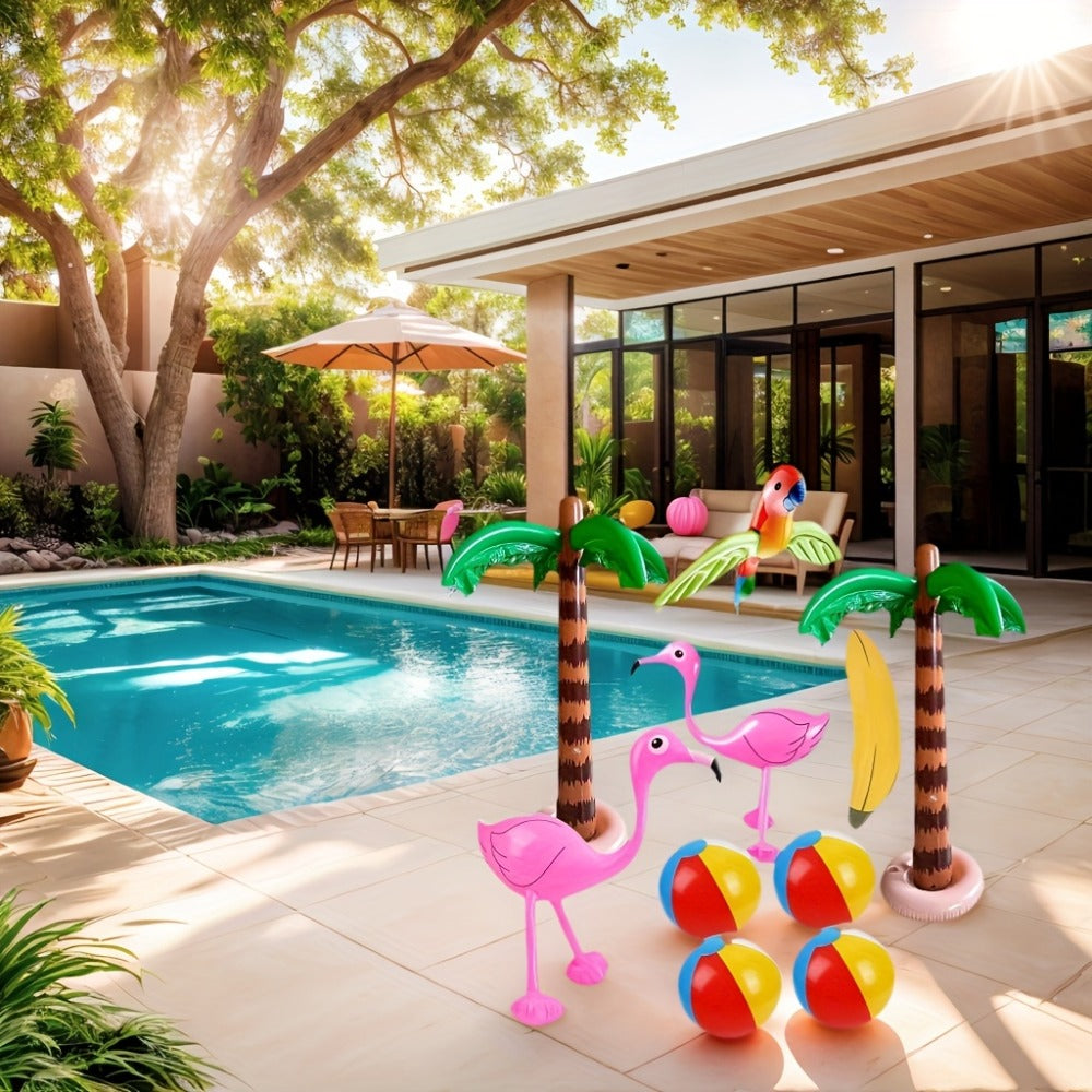 Hawaiian Luau Inflatable Party Decorations, 10-Piece Tropical Set