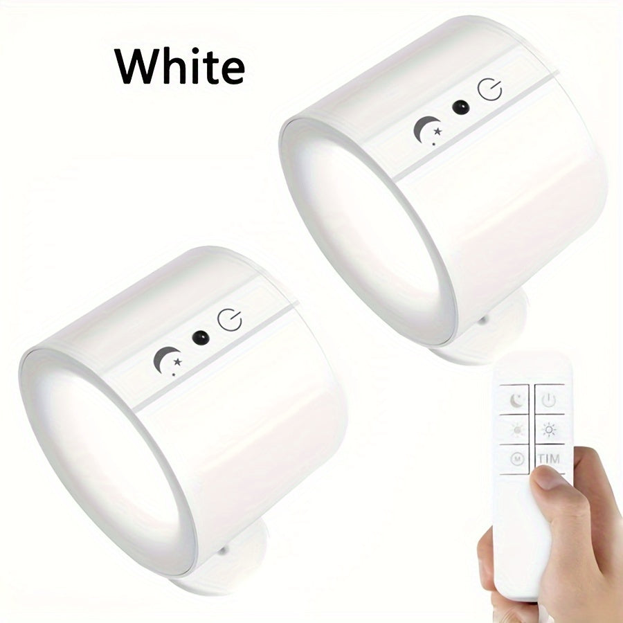 Rechargeable Magnetic LED Wall Sconce 360° Rotatable – Touch & Remote Control 3 Color Temps Dimmable USB-C Wireless Wall Light for Bedroom Hallway Stairs Reading – 2 Pack Black/White