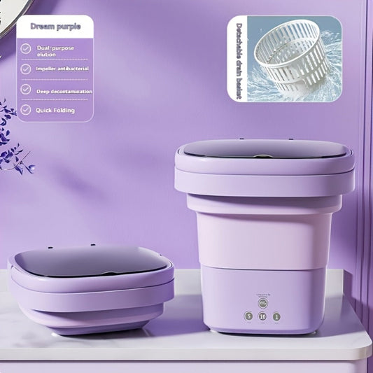Portable Mini Washing Machine with 3 Cleaning Modes for Small Loads, Purple