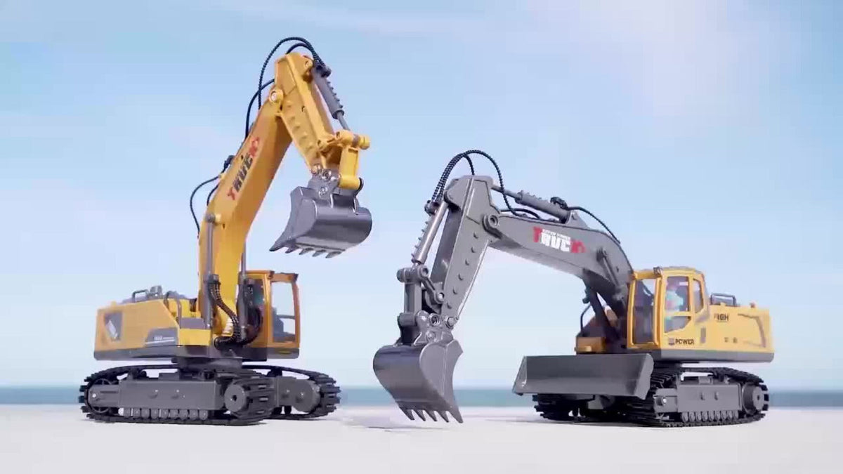 RC Excavator with Metal Shovel, LED Lights, 13CH or 17CH