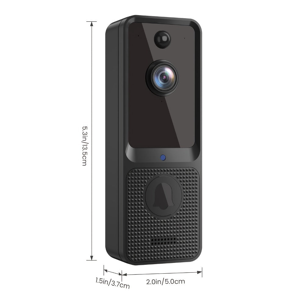 166° Wide Angle Video Doorbell 720P 2.4G 5G Dual-Band WiFi – Color Night Vision, AI Vehicle & Person Detection, Two-Way Voice, No Wiring, Real-Time App View, Single or 2-Pack, Black