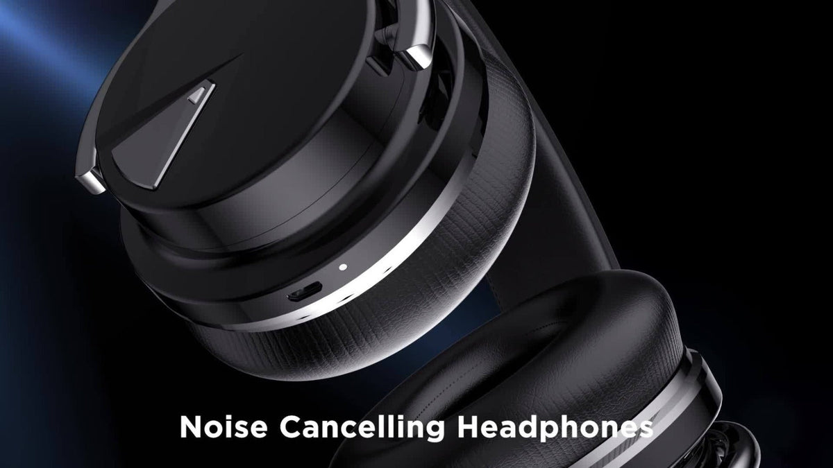 Active Noise Cancelling Over-Ear Headphones MIGHTY ROCK, Wireless Bluetooth 5.2 with 45mm Drivers Deep Bass, 30H Playtime Built-in Mic, Foldable Protein Earpads Headset for Travel Work Study Flight