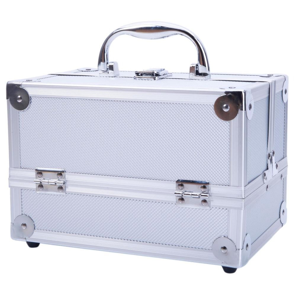 Aluminum Makeup Train Case with Wheels Large Capacity Lockable Cosmetic Trolley Organizer Adjustable Dividers Retractable Handle for Makeup Artists Salon Travel Black Silver Pink Beauty Gift