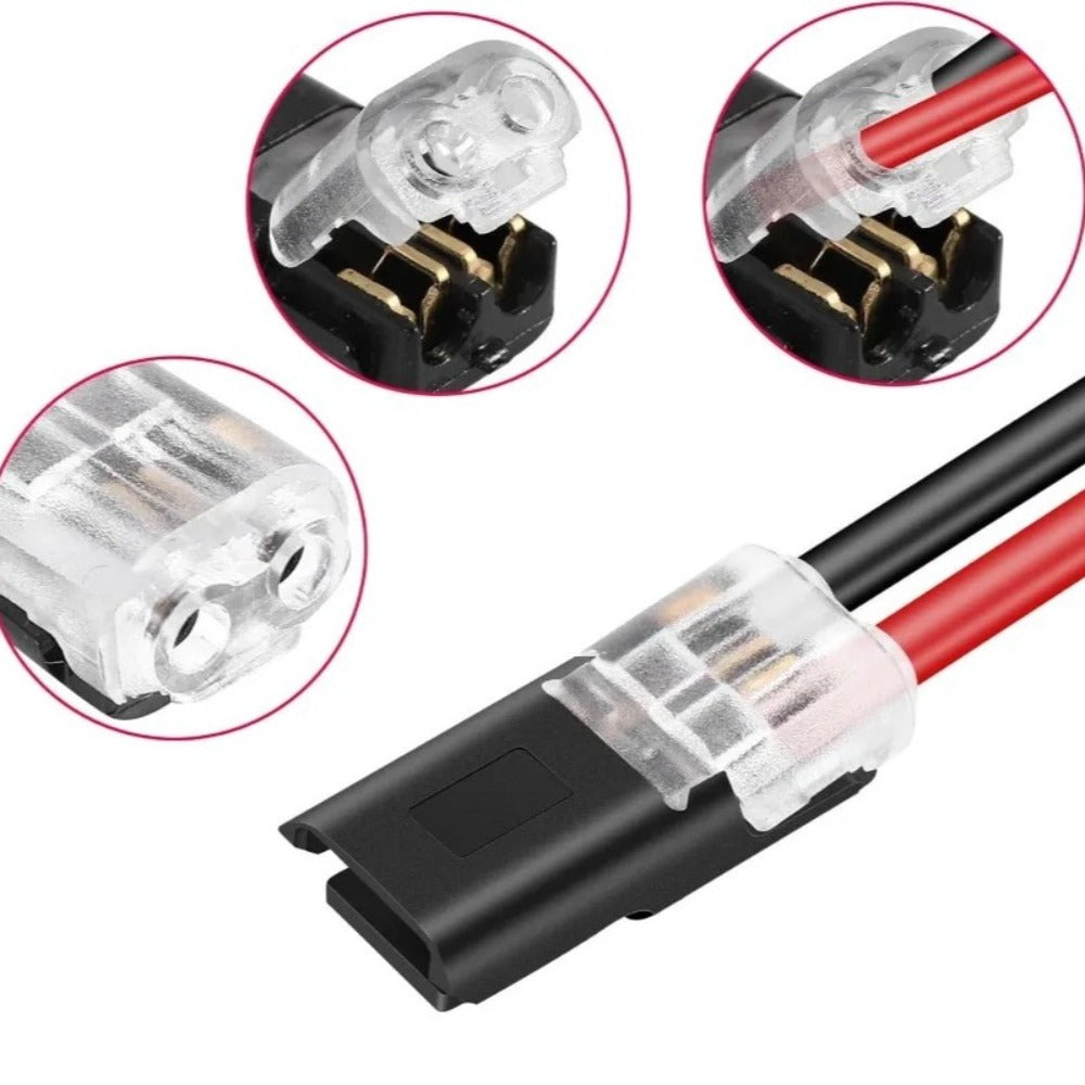 152Pcs LED Wire Connectors 2-Pin Quick-Connect Latches, Low-Voltage Plug-and-Play Cable Connectors Up to 36V, Compact Locking Latches for Lighting, Outdoor Wiring, Electricians & DIY Installers
